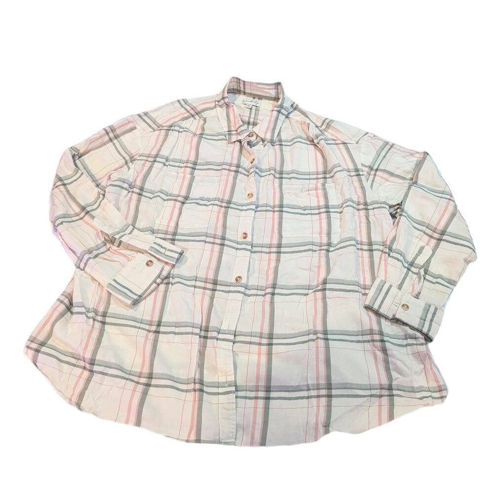 WONDERLY lightweight soft flannel Women's Size 1X in White